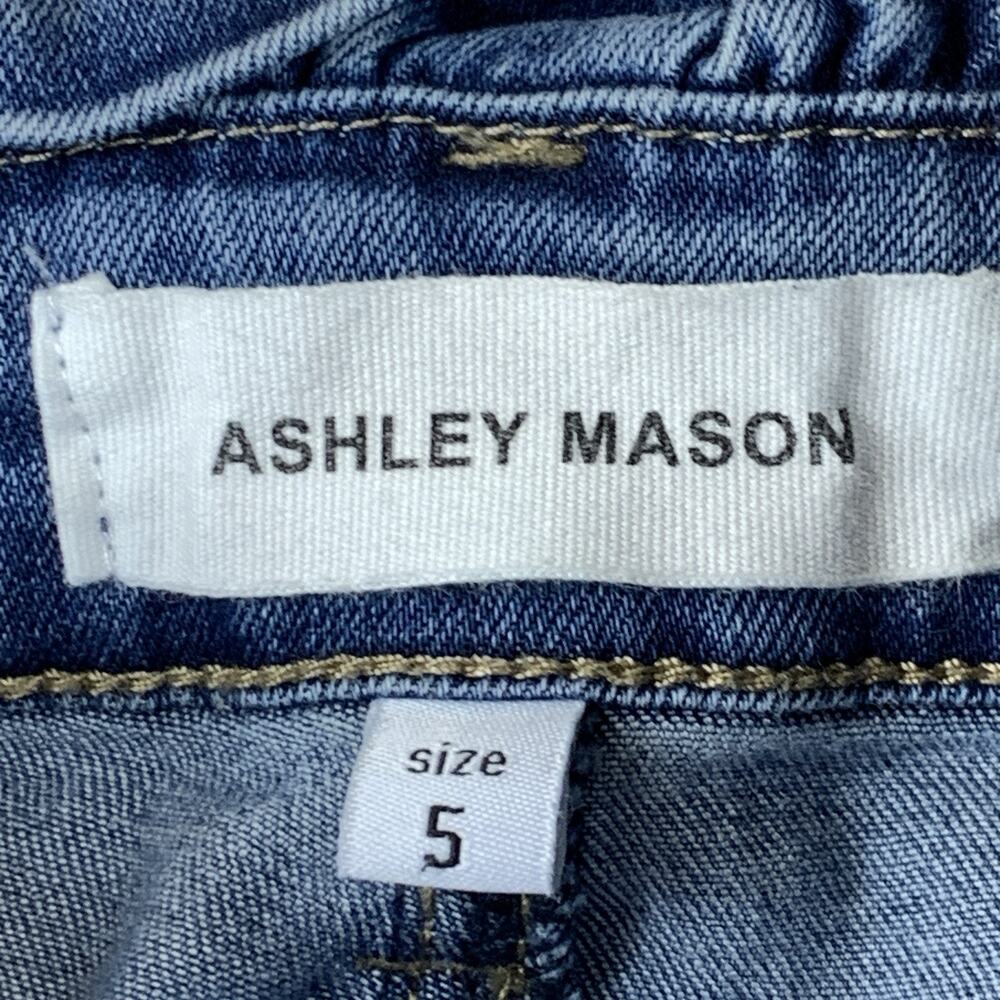 Ashley Mason Jeans Womens‎ 5 Blue Denim Slim Cuffed Gathered Waist Accent - Picture 7 of 9